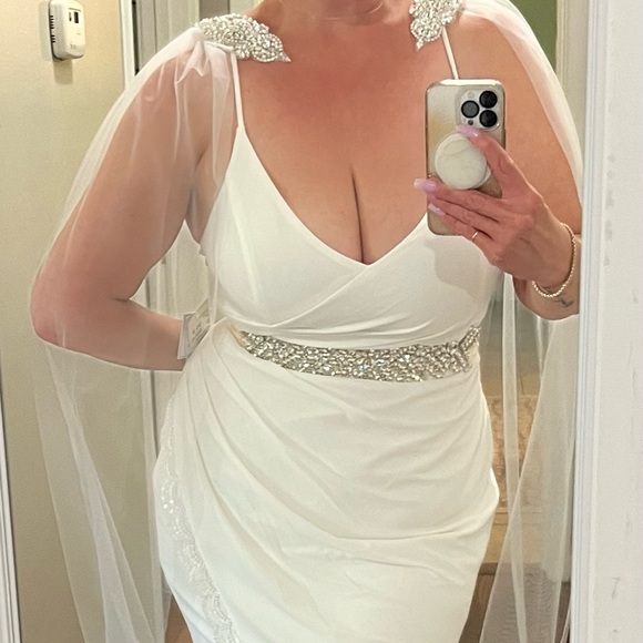 Ruched spaghetti strap jersey dress with lace slit! BNWT - Picture 3 of 4